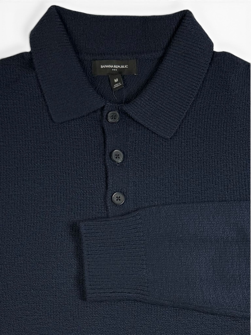 Banana Republic Cozy Polo Sweater Preppy Navy Men’s M NWT